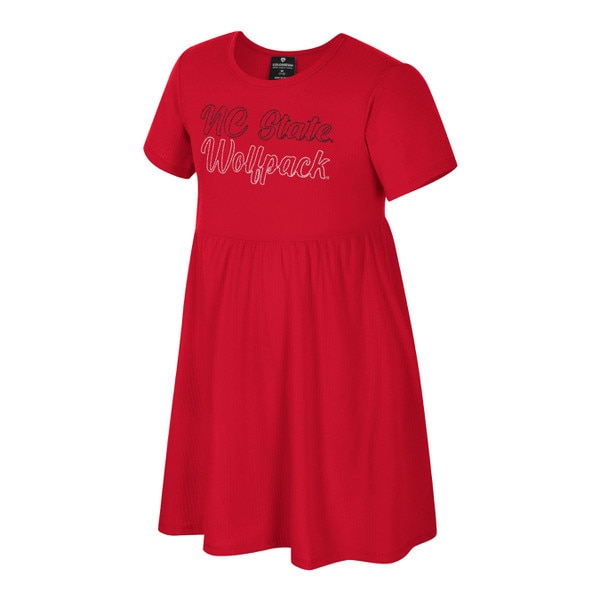 Red Youth Girls Ribbed Dress - Wolf